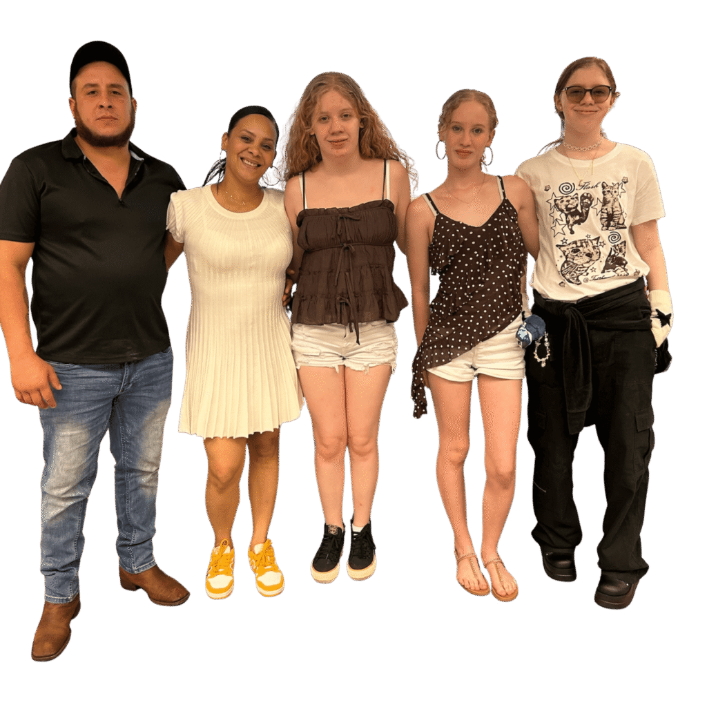 A family photo of a participant in our Teen Transitions program with her family.