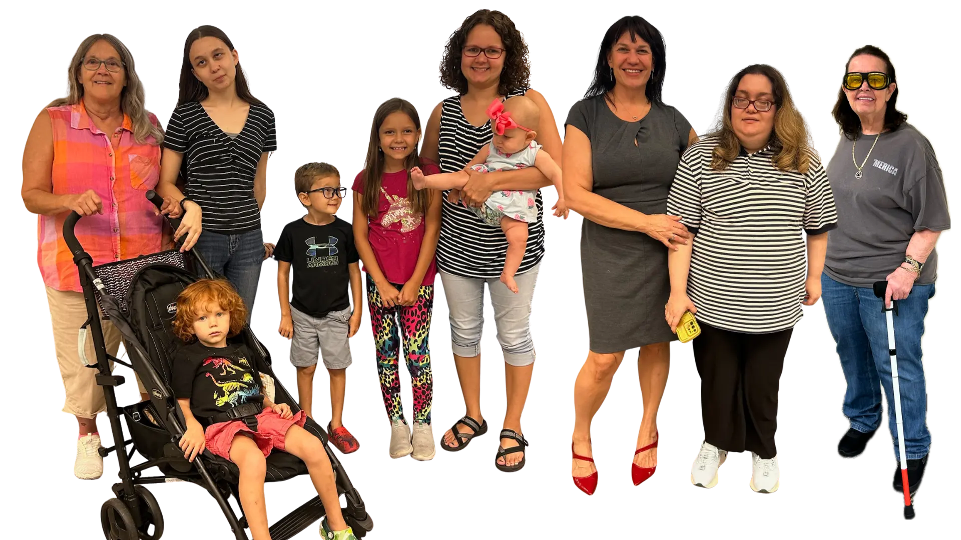 A compilation photo of Lighthouse clients, comprised of parents, children and individuals.